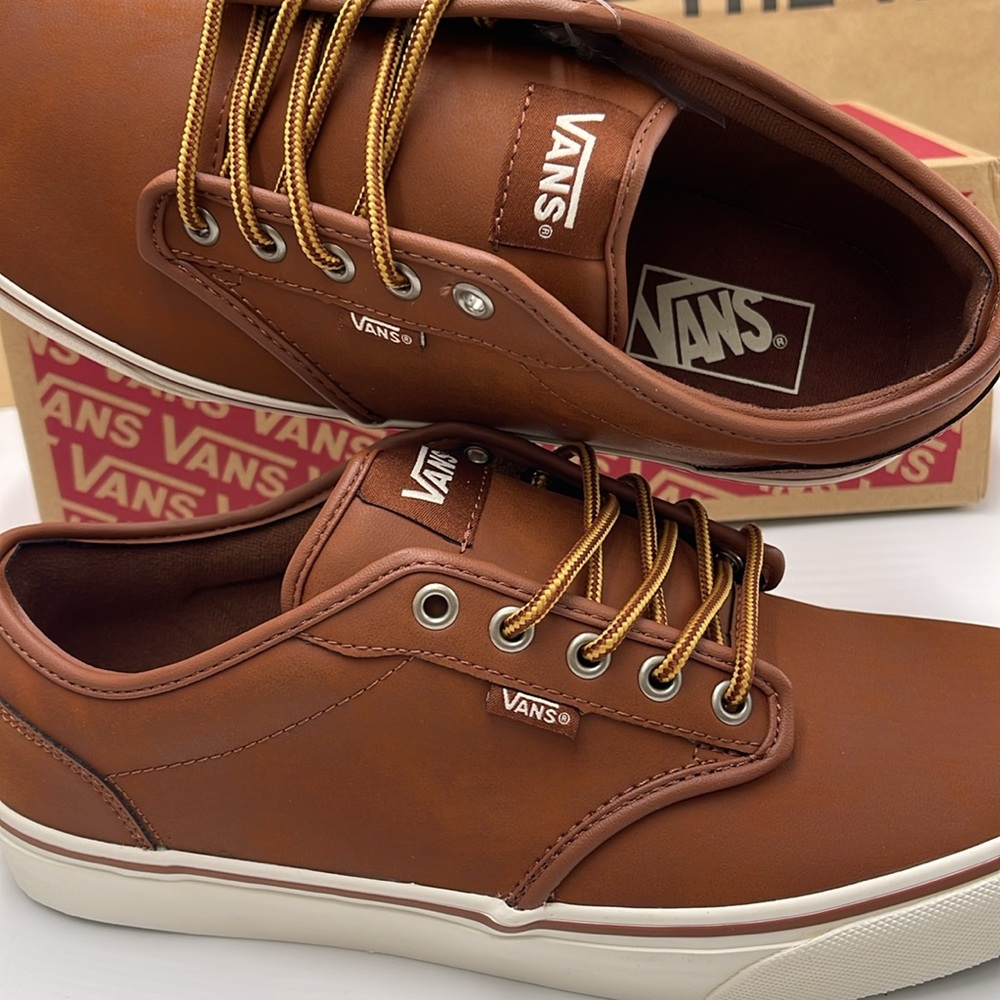 Vans WMNS Leather Sneakers with White Accents Atwood (Leather)Brown/Marshmallow - Picture 15 of 16